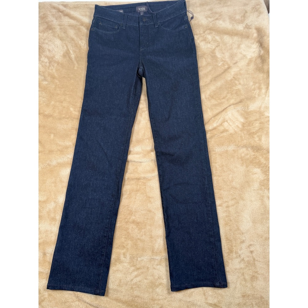 NYDJ Marilyn Straight Leg Jeans Indigo Blue Lift Tuck Technology Size 4 NEW